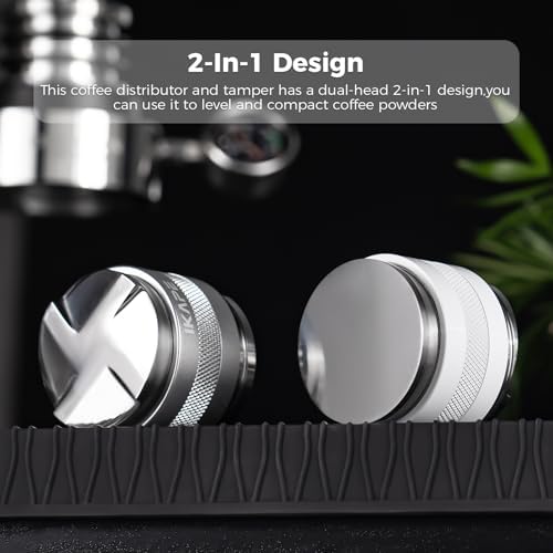 IKAPE Coffee Products, 53mm Coffee Distributor & Hand Tamper, Adjustable Depth Espresso Distributor Fits All 53mm Espresso Portafilter, Compatible with 54MM Breville Bottomless Portafilter (White) - Image 3