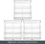 mDesign Plastic Wide Kitchen Pantry, Cabinet, Countertop Organizer Storage Station, 3 Drawers for Coffee, Tea, Sugar Packets, Sweeteners, Creamers, Drink Pods, Packets; 18 Sections, Dark Gray/Clear - Image 5