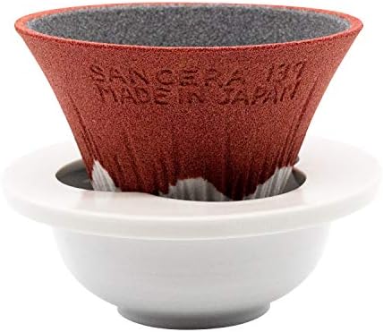 Kofil 1390400505 Fuji Ceramic Coffee Filter Dripper with Dedicated Base and Saucer, Red by Unknown