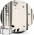 Coasters for Drinks Set of 6 with Holder Abstract Forest Walking Bear Bird Silhouette Natural Scenery Ceramic Cup Mat, Absorbent Ceramic Stone Coasters with Cork Base for Coffee Cups Home Decor 4 Inch by Daleng