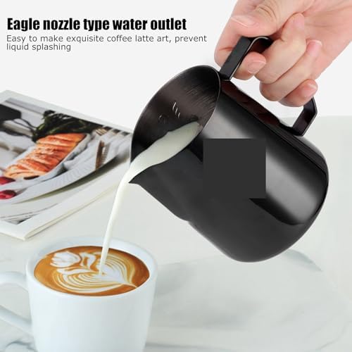 380ml Milk Steaming Frothing Pitcher Stainless Steel Non-Stick Jug Pull Flower Cup Perfect(8-24W 2pcs) - Image 3
