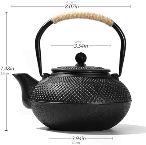 Without Coating Cast Iron Teapot Tetsubin with Stainless Steel Filter Tea Kettle Iron Tea Gift for Adult Father Mother Family,1.5L - Image 3