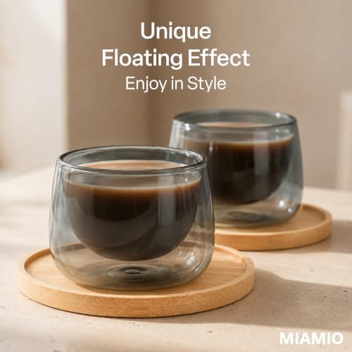 MIAMIO - Coffee Glasses/Double-Walled Glasses Set (2x6 oz) - Lagoa (Grey) - Image 2