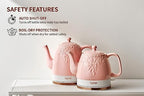 Toptier Electric Ceramic Tea Kettle, Boil Water Quickly and Easily, Detachable Swivel Base & Boil Dry Protection, Carefree Auto Shut Off, 1 L (1 LITER, Light Pink) - Image 2