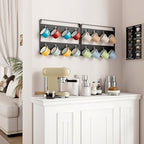 IBUYKE Coffee Mug Holder Wall Mounted,Set of 3,24 Hooks,Black TBJ005B-3 - Image 3
