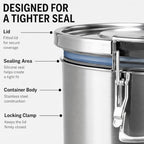 12L/2.64gal Stainless Steel Airtight Canister, Food Storage Canisters with Airtight Lid&Locking Clamp, Rice Container Cereal Grain Canisters, Storager Bucket for Flour, Coffee Bean, Sugar, Cookie - Image 4