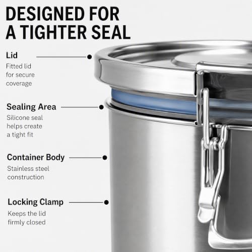 12L/2.64gal Stainless Steel Airtight Canister, Food Storage Canisters with Airtight Lid&Locking Clamp, Rice Container Cereal Grain Canisters, Storager Bucket for Flour, Coffee Bean, Sugar, Cookie - Image 4