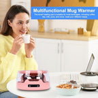 Buachois Mug Warmer, Smart Electric Coffee Heating Plate for Desk with 4 Temp Settings and Colorful Lights, Coffee Accessories for Milk, Tea, Candle, Ideal Gifts for Women Men (Pink) - Image 4
