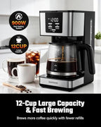 SHARDOR 12-Cup Programmable Coffee Maker, Regular & Bold, LED Display - Image 2