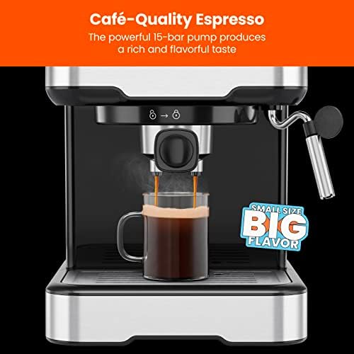 Chefman 6-in-1 Espresso Machine with Steamer, One-Touch Single or Double Shot Maker, Coffee Cappuccino Machine, Latte Built-In Milk Frother Stainless Steel - Image 4