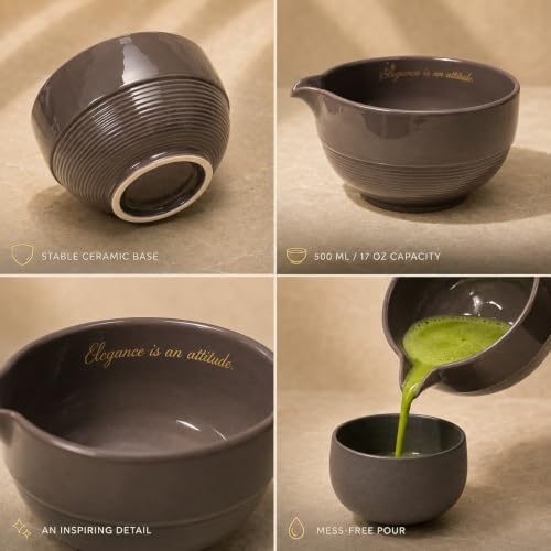 Dark Taupe 7-Piece Matcha Tea Set with Bowl & Bamboo Whisk - Image 6