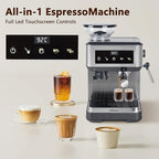 20Bar Espresso Machine with Built-in Grinder Milk Frother Steam Wand - Image 4