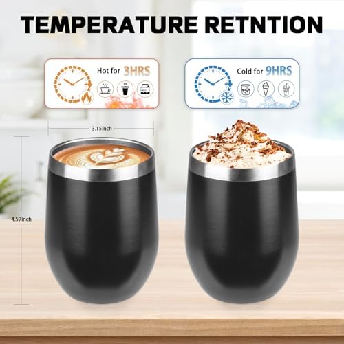 StarSpeed 12oz/6 Pack Insulated Wine Tumbler with Lid,Black - Image 2