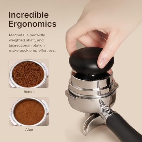 TIMEMORE Espresso Tamper Set 58.4mm with WDT Tool, Self-Leveling Tamper & Gravity Distributor for Professional Coffee Preparation - Metallic Grip - Image 6