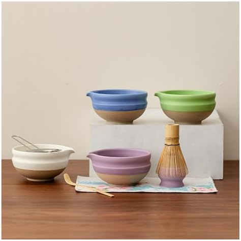 Matcha Set 6PCS Ceramic Bowl Whisk Teaspoon Essential Tea Making Accessories(6pcs purple) - Image 4