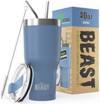 Beast 40 oz tumbler - Vacuum Insulated Tumbler with Straw - Leak Proof Stainless Steel Travel Mug - Double Wall Iced Coffee Cup - Reusable Water Bottle - Gifts for Mom, Women and Men (Stormy Sky Blue) by GreensSteel