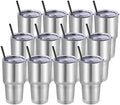 DOMICARE 30 oz Tumbler with Lid and Straw, Stainless Steel Tumblers Bulk, Insulated Vacuum Double Wall Travel Coffee Mug, Durable Powder Coated Tumbler Cups (Stainless Steel, 12) by VisittheDOMICARE