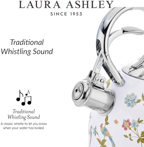 Laura Ashley Elveden White Whistling Tea Kettle Stovetop,Tea Pot for Stove - Image 6
