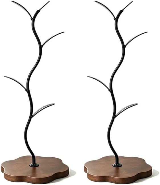 1/2/4Coffee Mug Holder, Mug Tree for Counter Leaf Shaped with Wooden Base (2) by Unknown