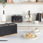 Salter BW13564EU7 Toronto Bread Bin With Chopping Board – Countertop Storage Box With Wooden Base for Cutting & Serving, Rectangular Bread Holder Container for Kitchen, Easy To Clean, Acacia, Black - Image 5