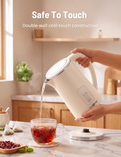 Paris Rhône Electric Kettle, Tea Kettle with 6 Temperature Settings, 1.7L Cordless Hot Water Boiler Heater, Strix Thermostat, Touch Control, Auto-Shutoff/Boil-Dry Protection, Keep Warm, LED Indicator - Image 6