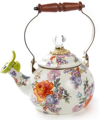 MACKENZIE-CHILDS Whistling Tea Kettle, White Flower Market by Unknown