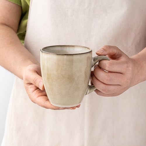 GBHOME Ceramic Coffee Mugs Set of 4, 12oz Stoneware Coffee Mugs Set For Dad Mom Women MEN, Light Weight Ceramic Coffee Cups for Latte/Tea/Beer/Hot Cocoa, Dishwasher & Microwave Safe,Cappuccino - Image 4