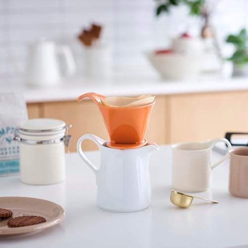 ZERO JAPAN - Bee House Pour Over Coffee Dripper - Ceramic Coffee Maker with Elegant Peek Hole, Drip Cone Brewer Coffee Gifts, Brewing Accessories - Tangerine, Standard Size - Image 2