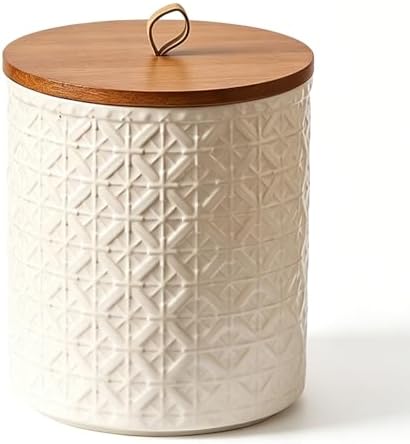 YYW Ceramic Jar with Lid, Airtight Coffee Canister, Kitchen Food Storage Container for Beans, Tea, Sugar, Spice, Cereal, Bar Accessories（White, 69.32, Fluid Ounces by YYW