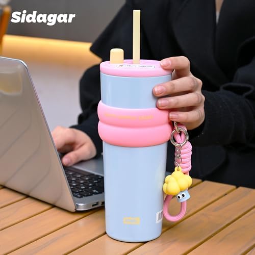 SDGA+ 24 oz Stainless Steel Tumbler with Lid and Straw, Insulated Water Bottle Leak Proof for Hot and Cold, Portable Travel Coffee Mug, Reusable Coffee Cup for Women, Blue - Image 4