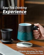 ZENS Tea Mug with Infuser and Lid & Coaster for Tea Steeper, 15oz Green - Image 4