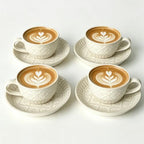 Cappuccino Cups with Saucers, 10 oz Ceramic, Set of 4 by LOWYEPAULHO