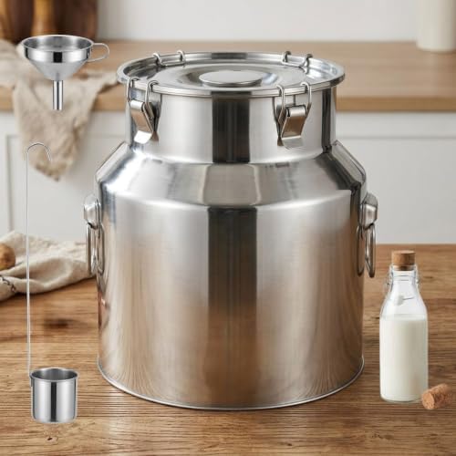 Stainless Steel Milk Can with Spigot, 28L/7.40Gal Beverage Drink Dispenser by Unknown