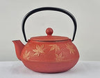 Iwachu 45649 Teapot Type 5 Maple Gold/Red Brown 0.65L Inner Enamel Nambu Ironware - Image 2