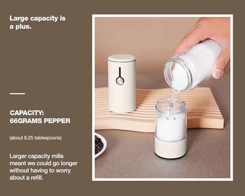 Electric Salt and Pepper Grinder Set Stainless Steel 2 Pack USB Rechargeable LED One Hand Off White - Image 4