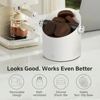 Espresso Knock Box with Coffee Brush, 15-Pucks Capacity, White - Image 2