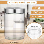 6 Pcs 34oz Clear Canisters Set for Kitchen, Glass Jars with Lids - Image 2