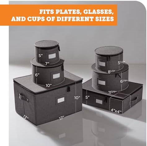 storageLAB 6-Piece China Storage Set | Plates, Mugs & Wine Glasses | Gray - Image 7