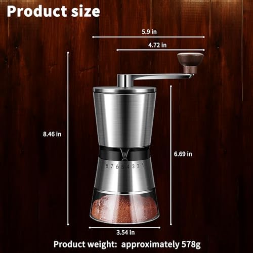 Manual Coffee Grinder Capacity 185g with 36MM Ceramic Grinding Conical Burr - External 8-Speed Adjustable Setting,French Press Coffee for Hand Grinder Gift - Image 3