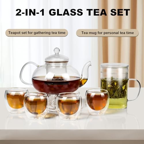 2-IN-1 Glass Tea Sets for Adults, Gifts for Tea Lovers - Image 4