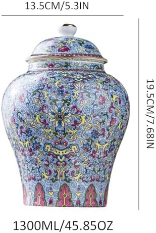 fanquare Porcelain Airtight Canister for Loose Tea Coffee Bean, Imitation Enamel Style Ceramic Tea Bag Sealer, Vintage Chinese Style Storage Caddy Sugar Jar, Desktop Vase for Decor Ginger Jar - Image 5