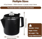 6 Cup Percolator 304 Stainless Steel Coffee Pot Coffee Maker Coffee Machine with Solid Wood Handle Transparent Knob Stovetop Greca Mocha for Induction Home and Camping 1000ml 33.8oz Black - Image 2