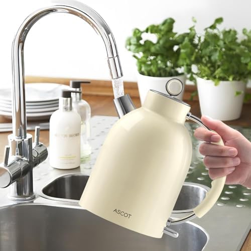 ASCOT Electric Kettle, 1.5L Stainless Steel Interior Water Boiler, Cream - Image 4