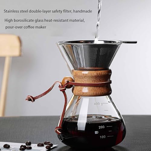 Pour Over Coffee Maker with Stainless Steel Filter, 13.5 OZ Glass Carafe Drip Coffee Maker – Reusable & Portable for Home, Office, Camping 400ML - Image 7