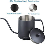 Easyworkz Gage Gooseneck Pour Over Coffee Kettle 12 oz (Black), Bundled with Easyworkz Retro Stainless Steel Coffee Spoon with Black Walnut Handle,10g - Measuring Spoon (Rose Gold) - Image 3