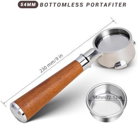 54mm Bottomless Portafilter, Espresso Accessories Fits Breville Barista Series BES870/878/880 Machines & Sage Barista Espresso Machine, Stainless Steel Filter Basket and Premium Rosewood Handle - Image 2