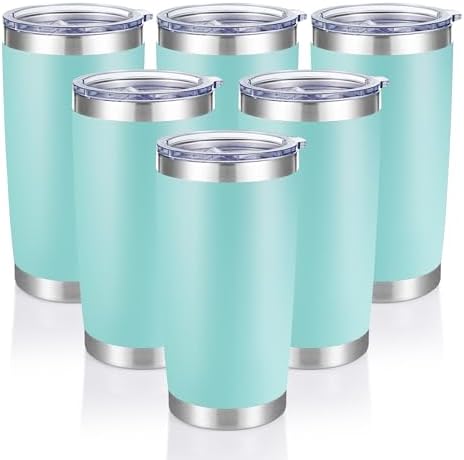 20 oz Tumblers Bulk Stainless Steel Tumbler with Lid, 6 Pack by CoolYoleb