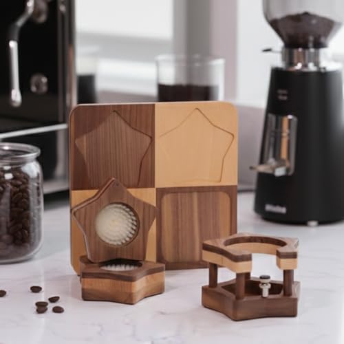 Modular Espresso Tamping Station, 4-in-1 Solid Wood Coffee Organizer, Tamping Station 51~54mm for Tamper & Portafilter, Espresso Tamp Stand for Home Barista by Unknown