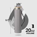 Elemental Iconic Stainless Steel Water Bottle Infuser, 20oz Triple Wall Vacuum Insulated Water Bottle, Reusable Fruit & Tea Infuser Thermal Bottle with Internal Strainer and Bamboo Lid - Matte Gray - Image 2