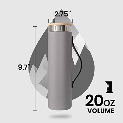 Elemental Iconic Stainless Steel Water Bottle Infuser, 20oz Triple Wall Vacuum Insulated Water Bottle, Reusable Fruit & Tea Infuser Thermal Bottle with Internal Strainer and Bamboo Lid - Matte Gray - Image 2